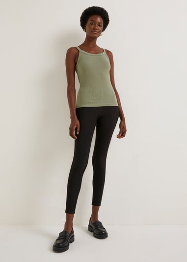 Black Ribbed Ottoman Leggings