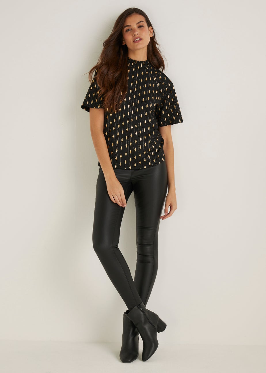 Rosie Black Coated Jeggings
