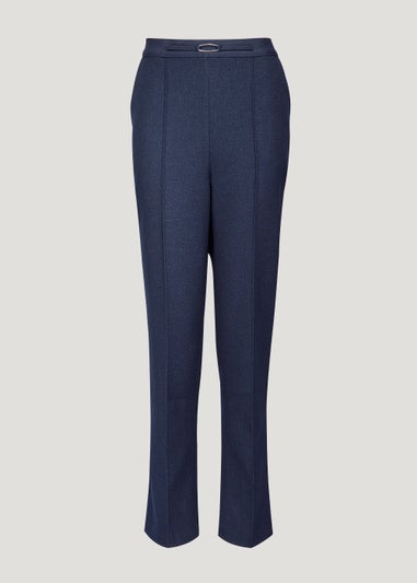 Et Vous Navy Pleat Front Straight Leg Trousers