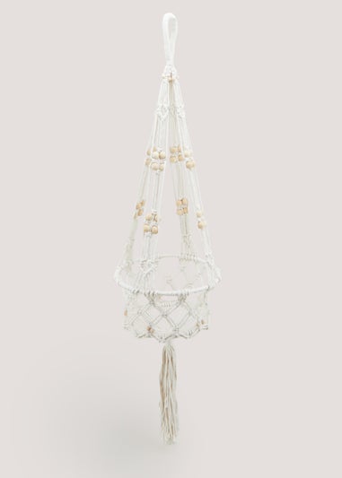 Cream Macrame Hanging Planter (100cm x 25cm)