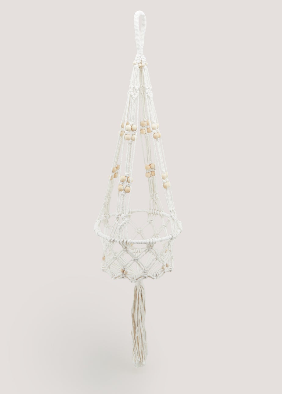 Cream Macrame Hanging Planter (100cm x 25cm)