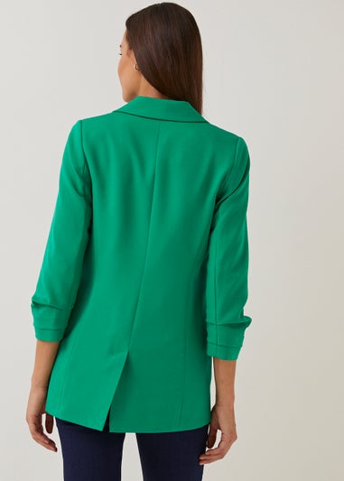 Et Vous Green Ruched Sleeve Blazer