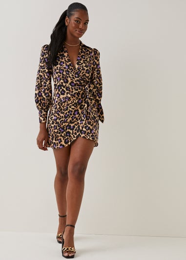 Be Beau Leopard Print Wrap Dress