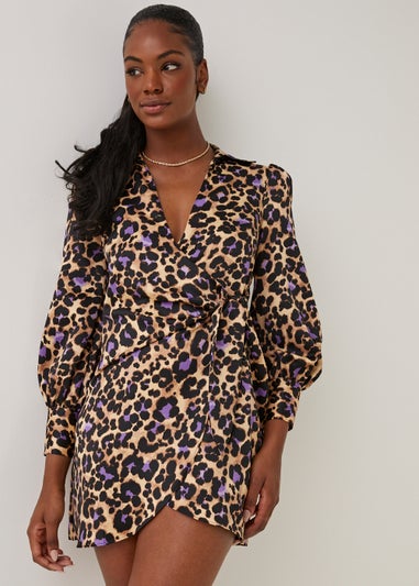 Be Beau Leopard Print Wrap Dress