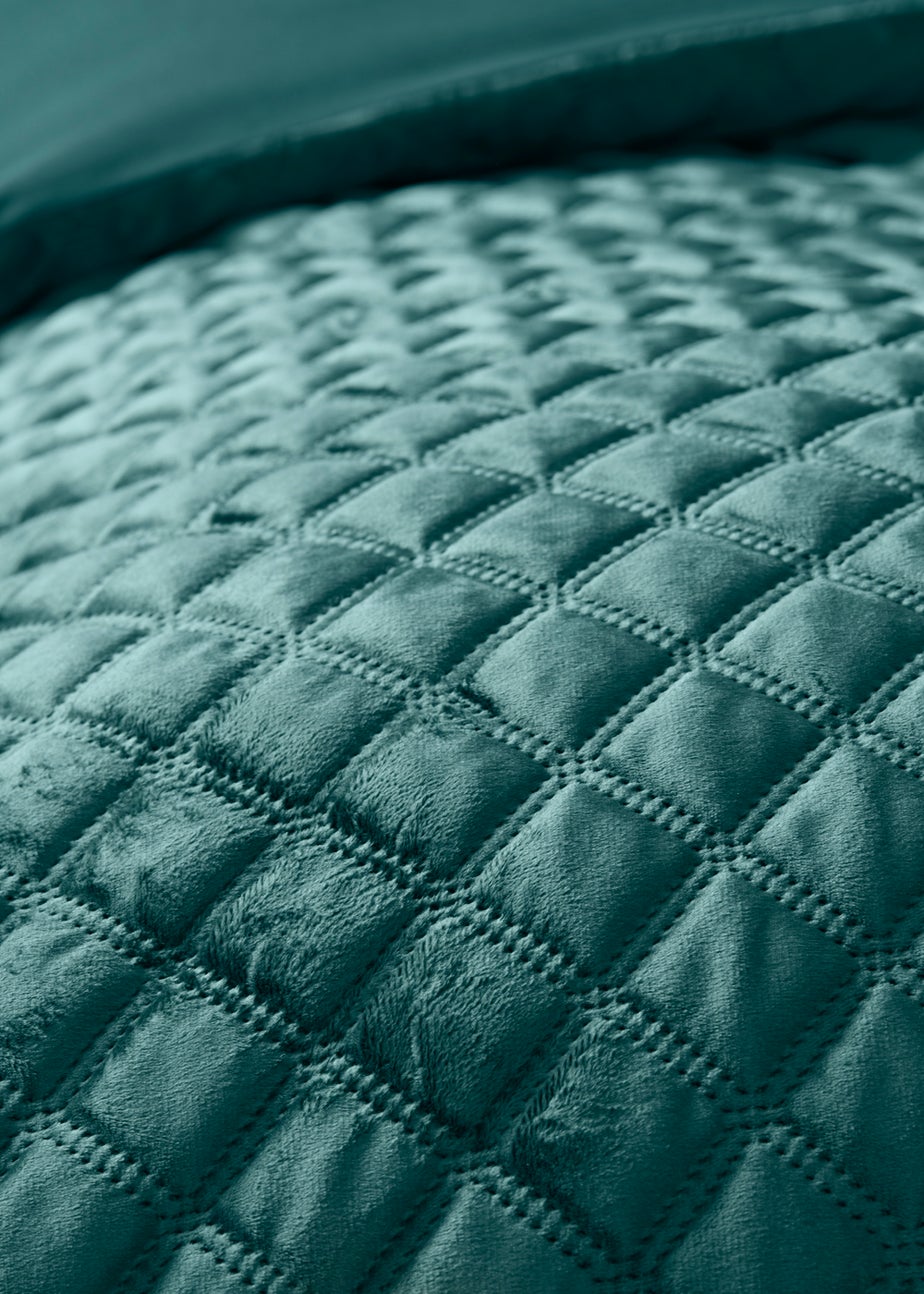 Teal Velvet Pinsonic Duvet Cover