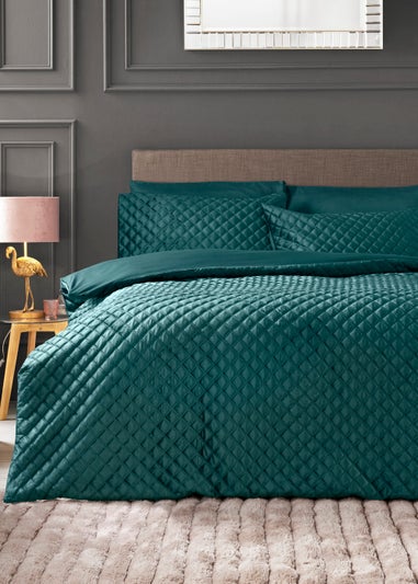 Teal Velvet Pinsonic Duvet Cover