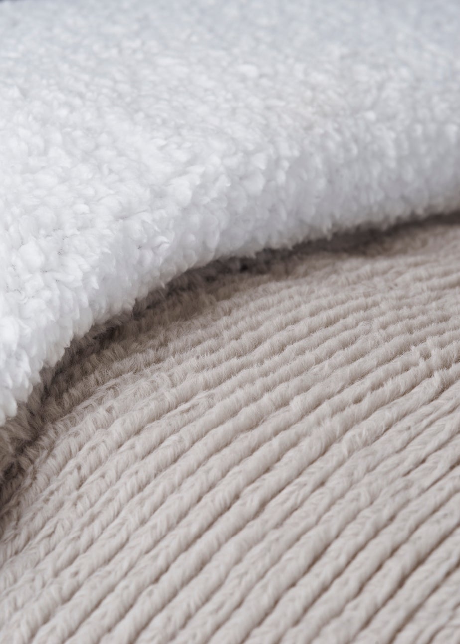 Grey Ribbed Sherpa Fleece Duvet Cover
