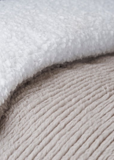 Grey Ribbed Sherpa Fleece Duvet Cover