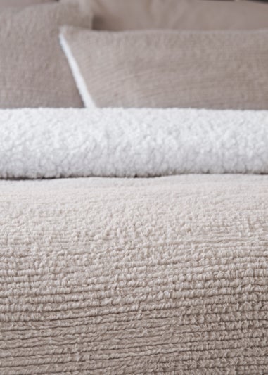 Grey Ribbed Sherpa Fleece Duvet Cover