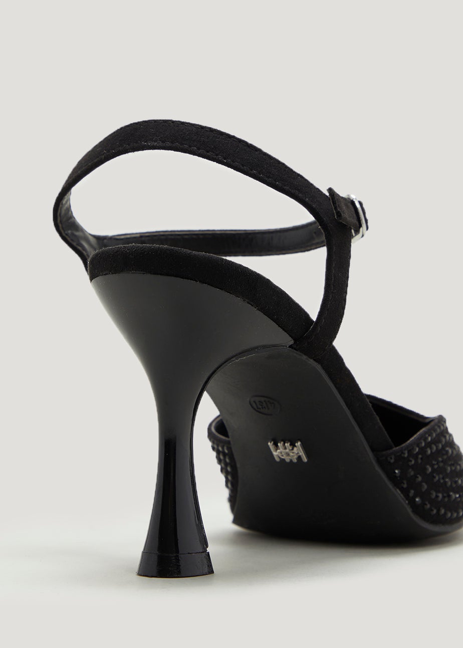 Head Over Heels Black Embellished Pointed Heels