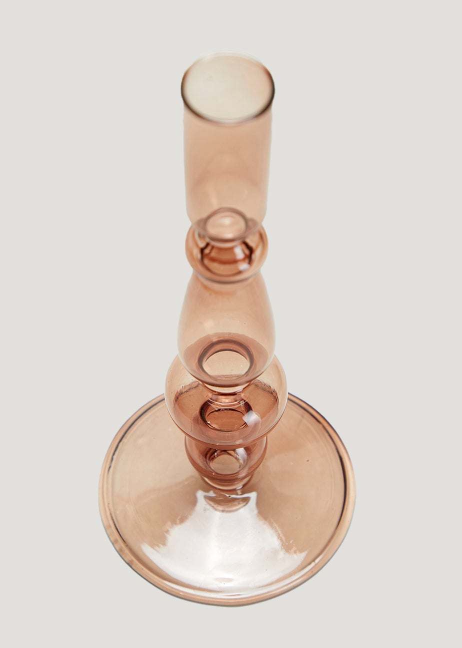 Amber Curve Glass Candle Holder (21cm)