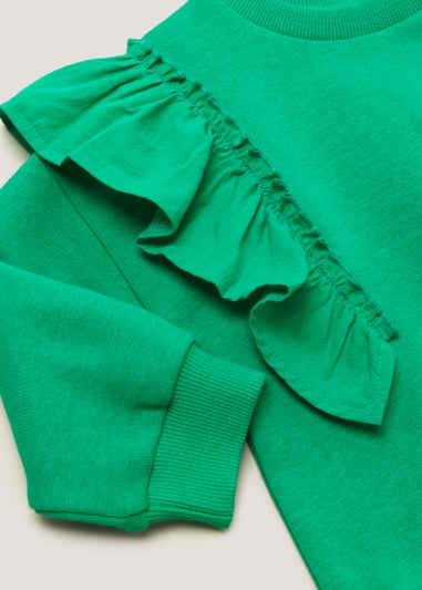 Girls Green Woven Frill Sweatshirt (9mths-6yrs)