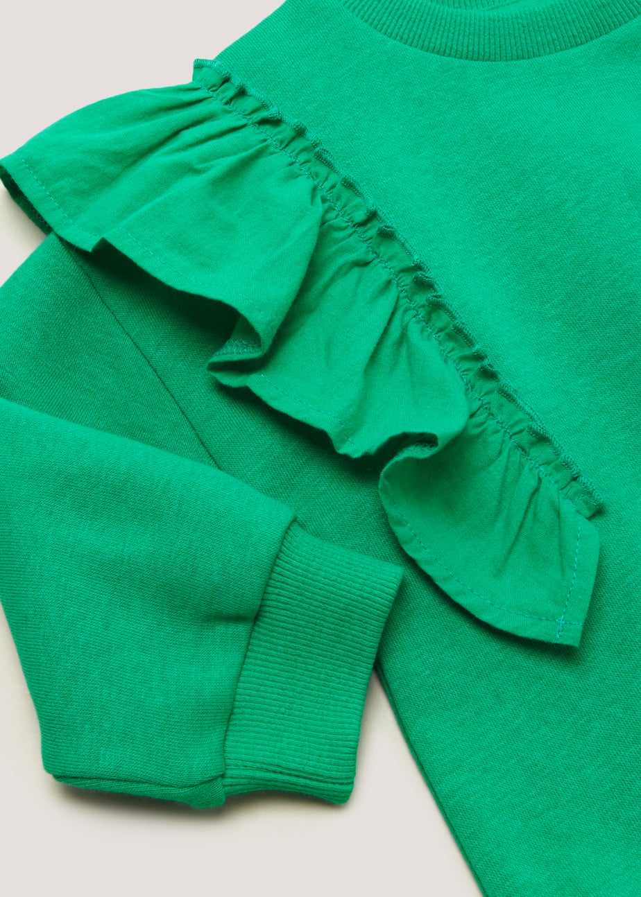 Girls Green Woven Frill Sweatshirt (9mths-6yrs)