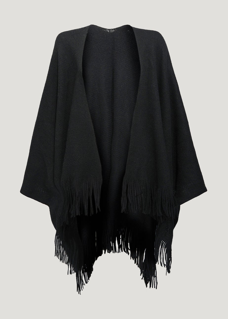Black Essential Brushed Shawl
