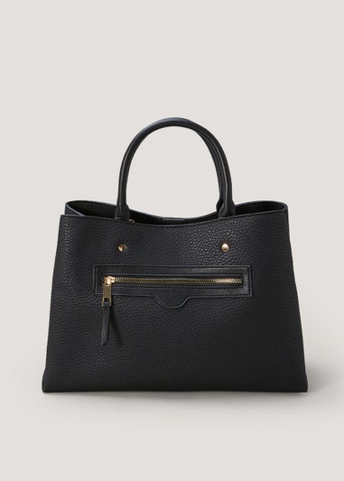 Black Triple Compartment Tote Bag