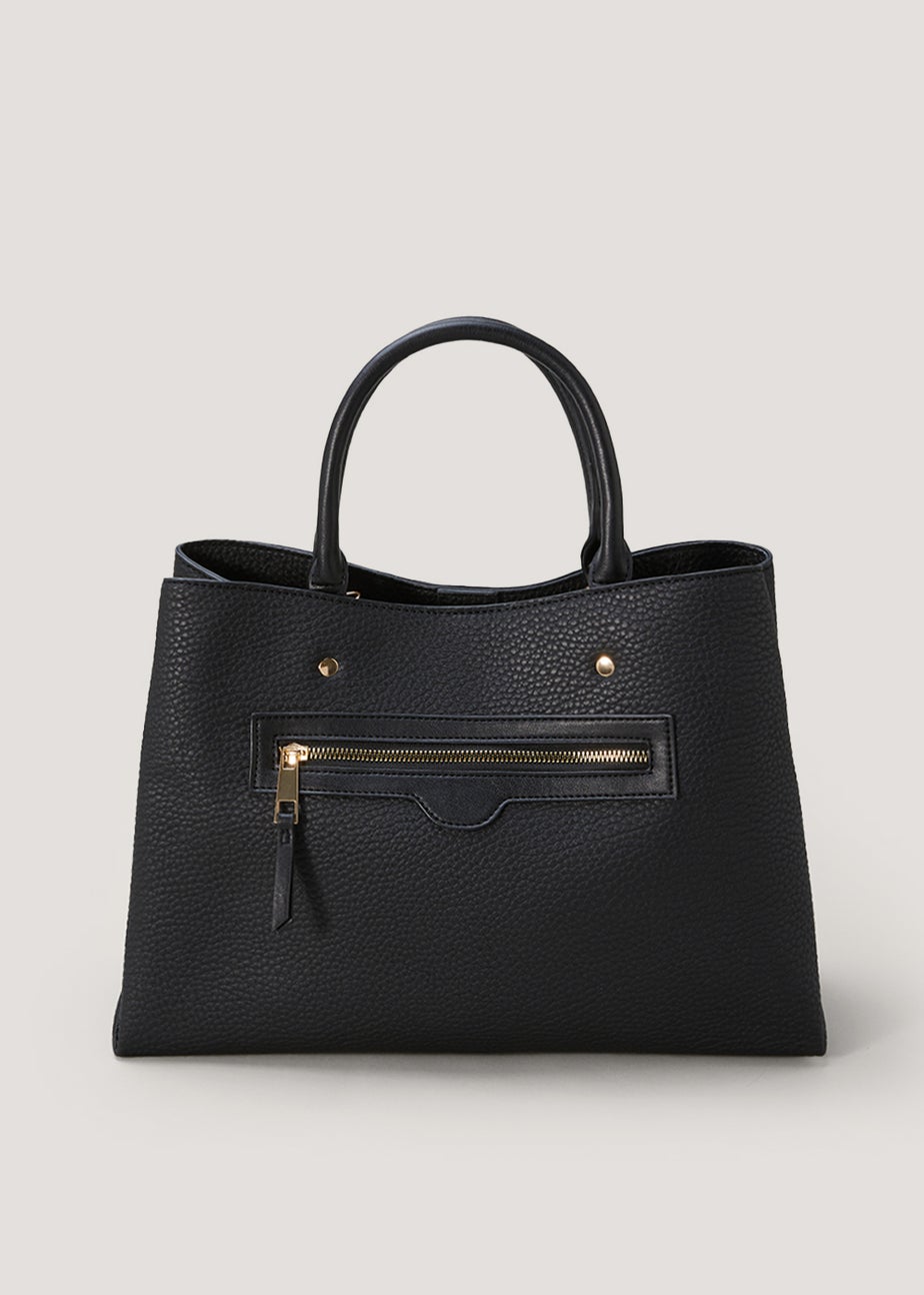 Black Triple Compartment Tote Bag