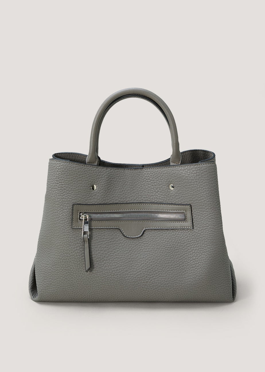 Grey Triple Compartment Tote Bag