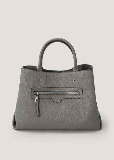 Grey Triple Compartment Tote Bag
