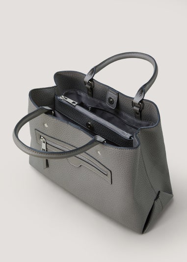 Grey Triple Compartment Tote Bag