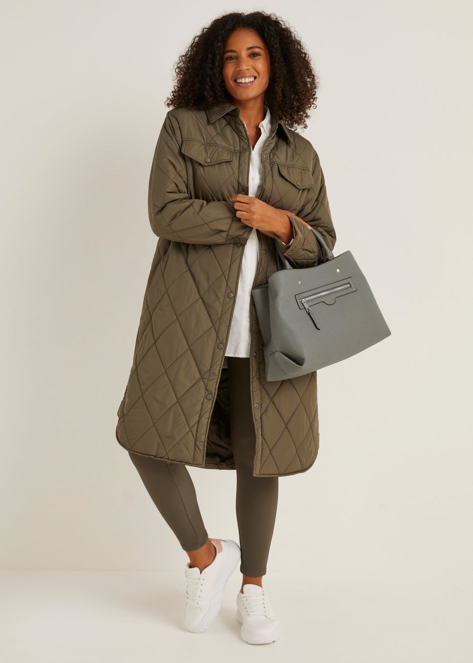 Grey Triple Compartment Tote Bag