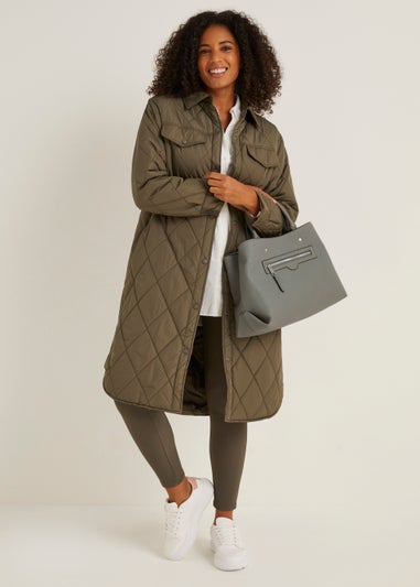 Grey Triple Compartment Tote Bag