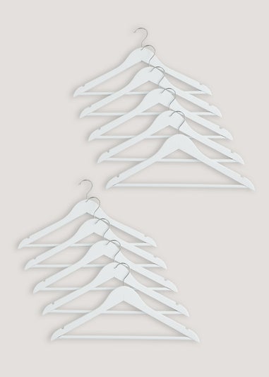 10 Pack White Wooden Hangers