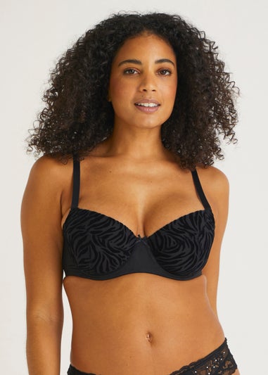 3 Pack DD+ Plain & Zebra Flocked Padded Bras