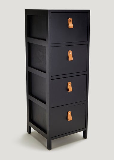 Black 4 Drawer Unit (29cm x 29cm x 82cm)