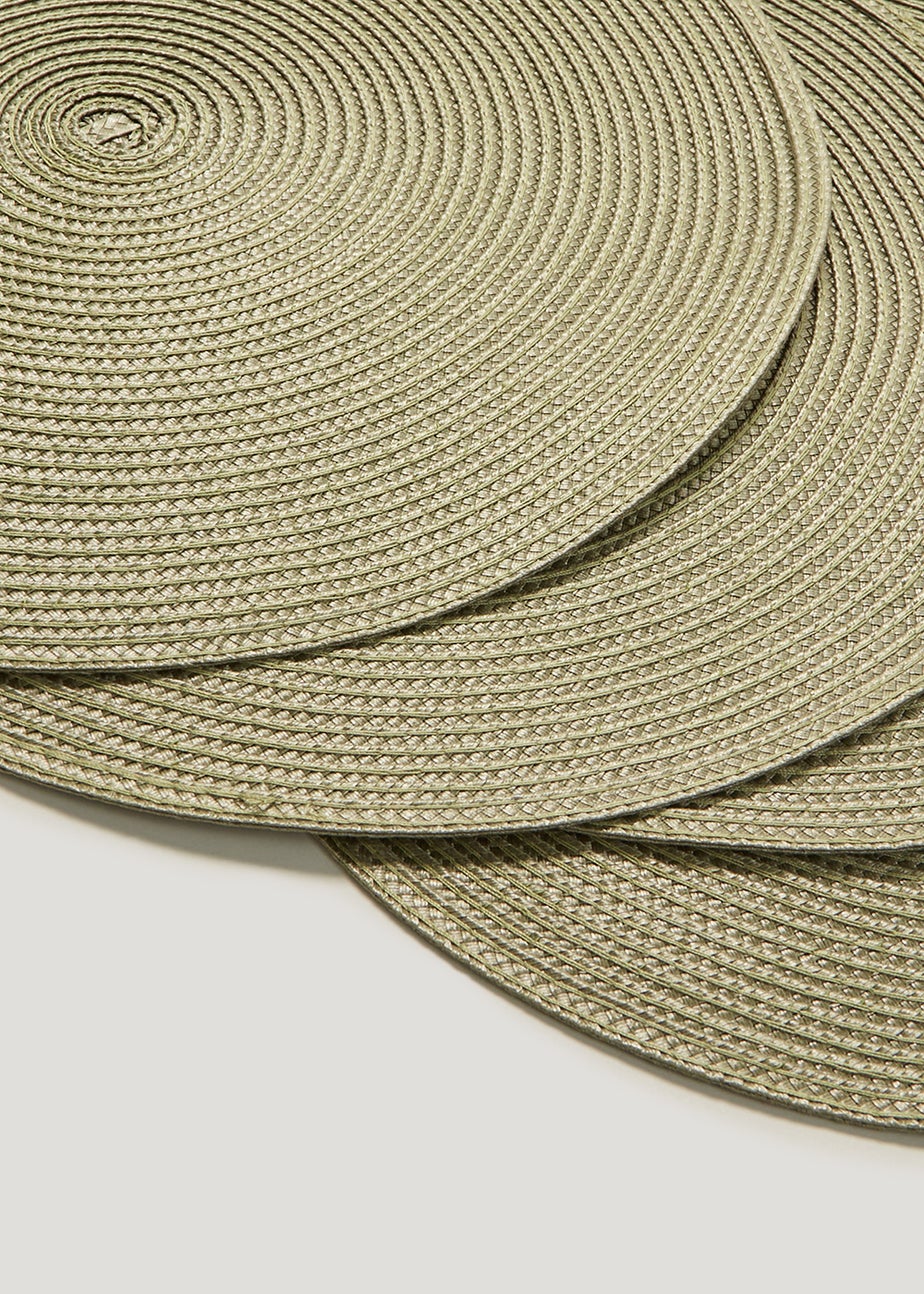4 Pack Dark Green Woven Placemats (35cm)