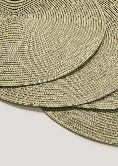 4 Pack Dark Green Woven Placemats (35cm)