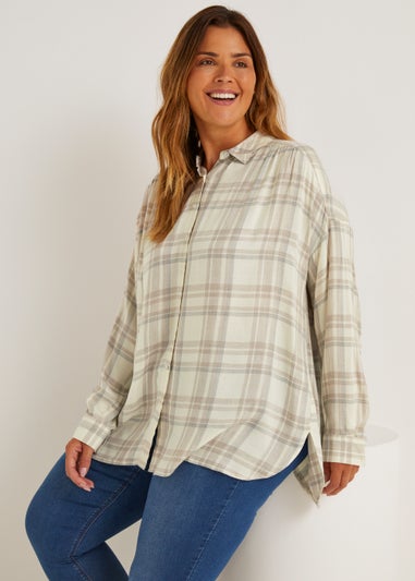 Papaya Curve Cream Check Shirt