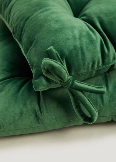2 Pack Green Velvet Seat Pads (42cm x 42cm)