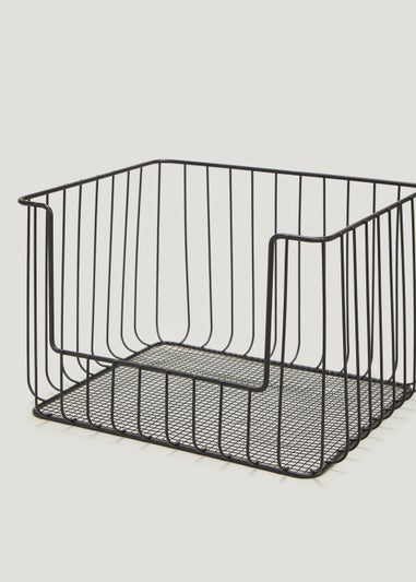 Large Black Metal Wire Stackable Basket (30cm x 20cm)