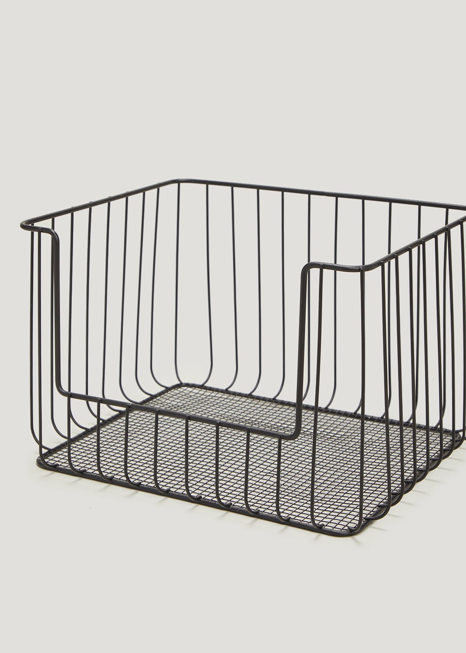 Large Black Metal Wire Stackable Basket (30cm x 20cm)