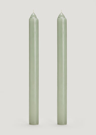 2 Pack Green Dinner Candles (12.5cm)
