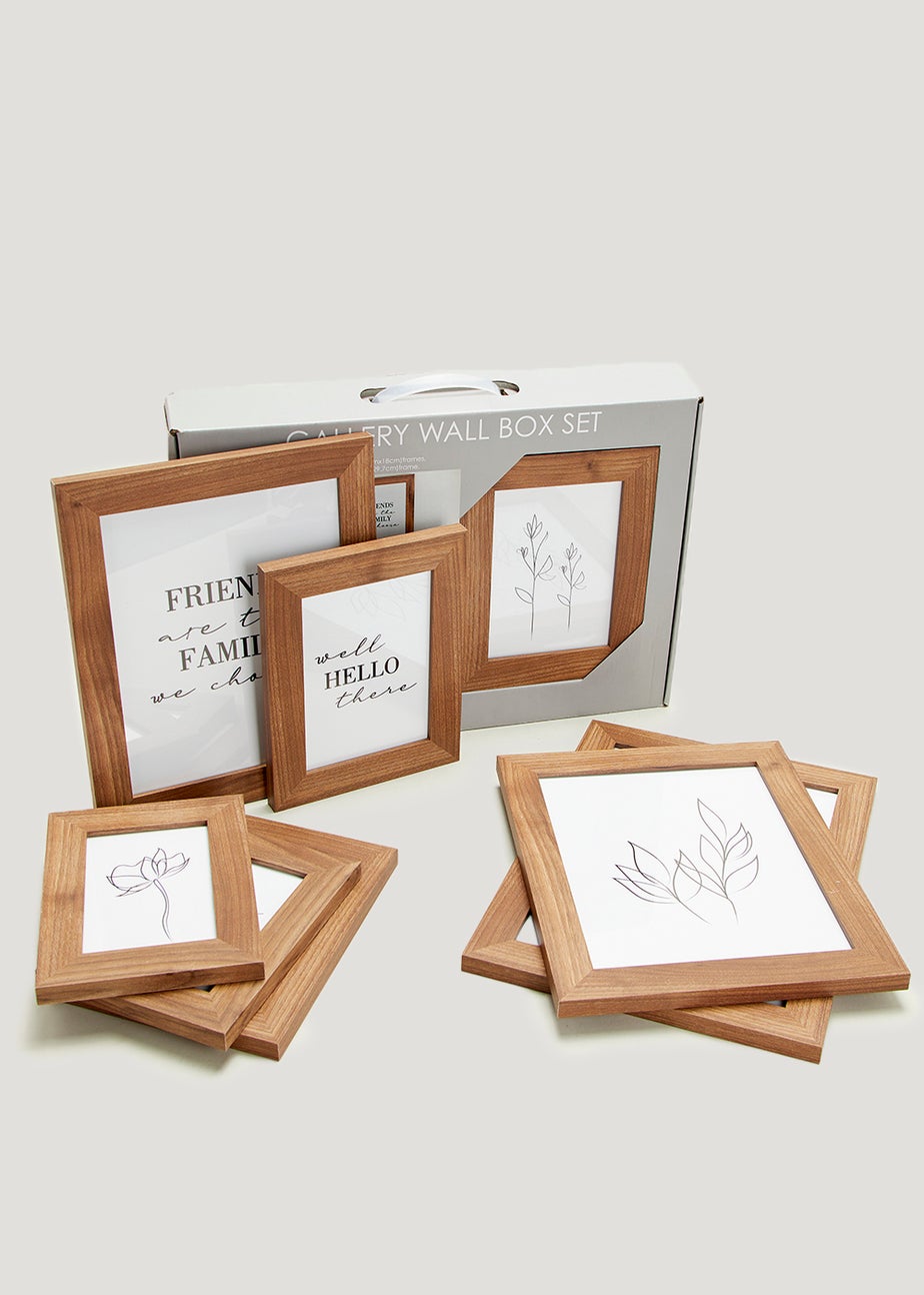 8 Pack Dark Wood Wall Hanging Photo Frames