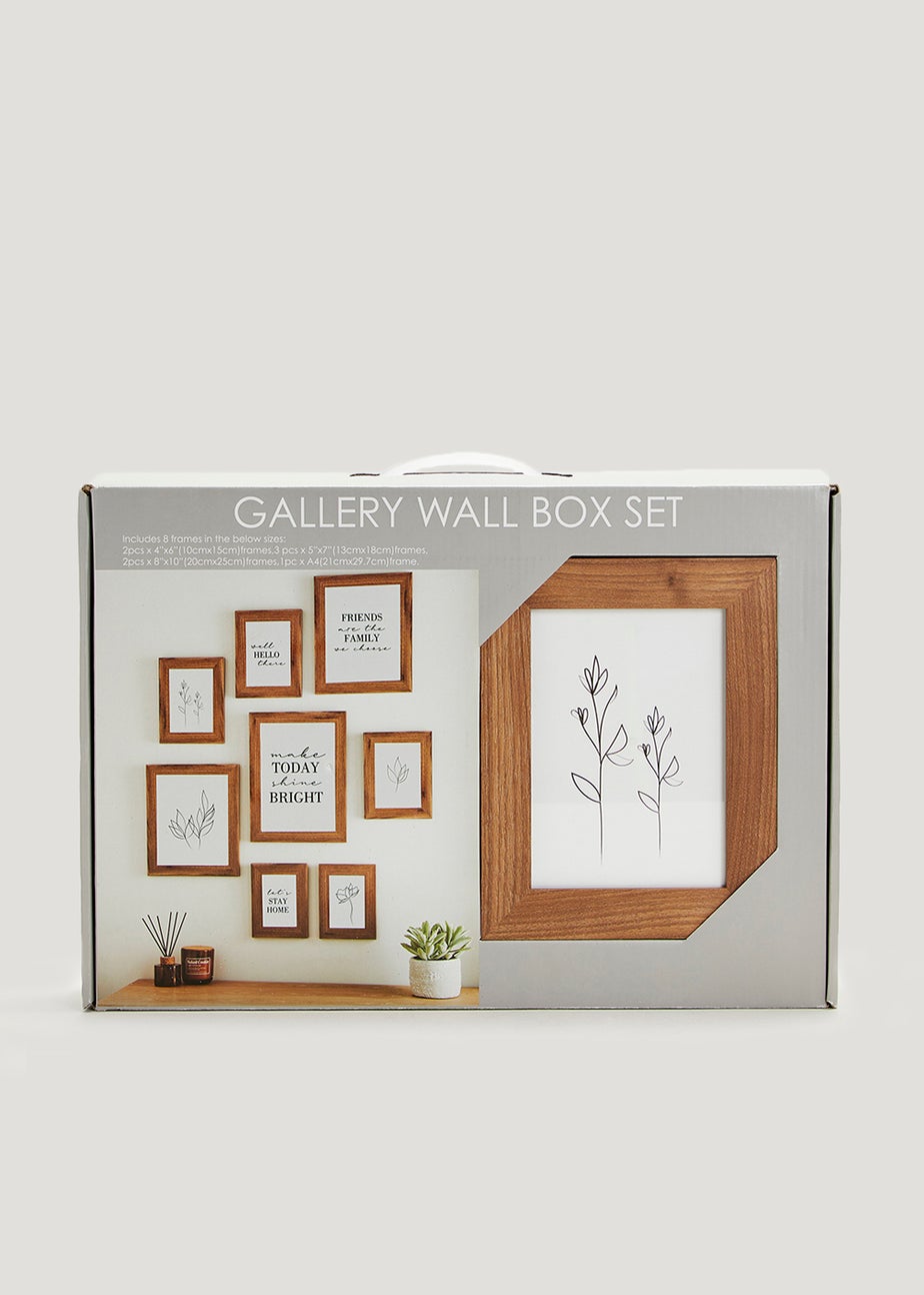 8 Pack Dark Wood Wall Hanging Photo Frames