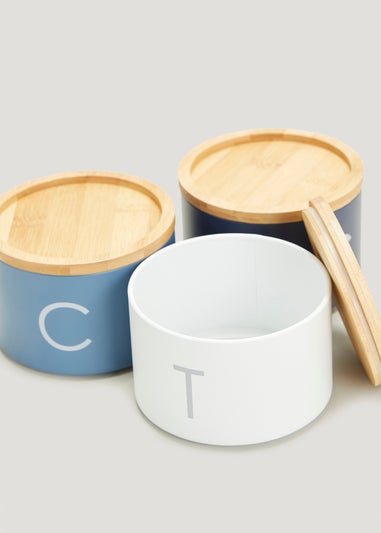 Metal Stackable Tea Coffee & Sugar Canisters (27cm x 13.5cm)