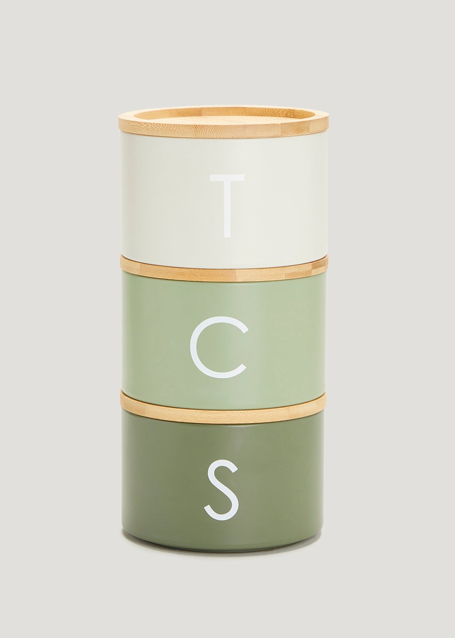 Metal Stackable Tea Coffee & Sugar Canisters (27cm x 13.5cm)