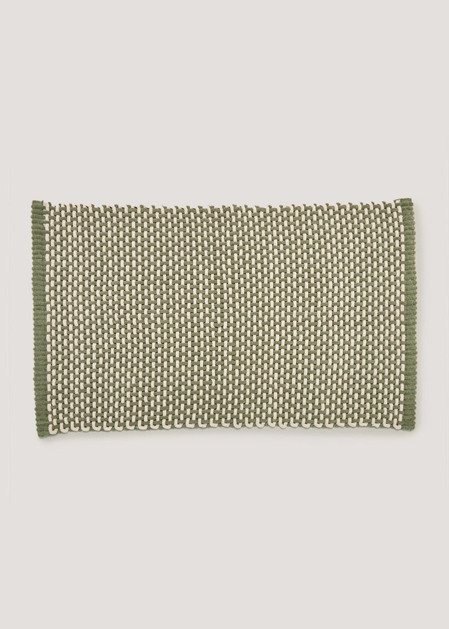 Green Woven Chenille Bath Mat (50cm x 80cm)