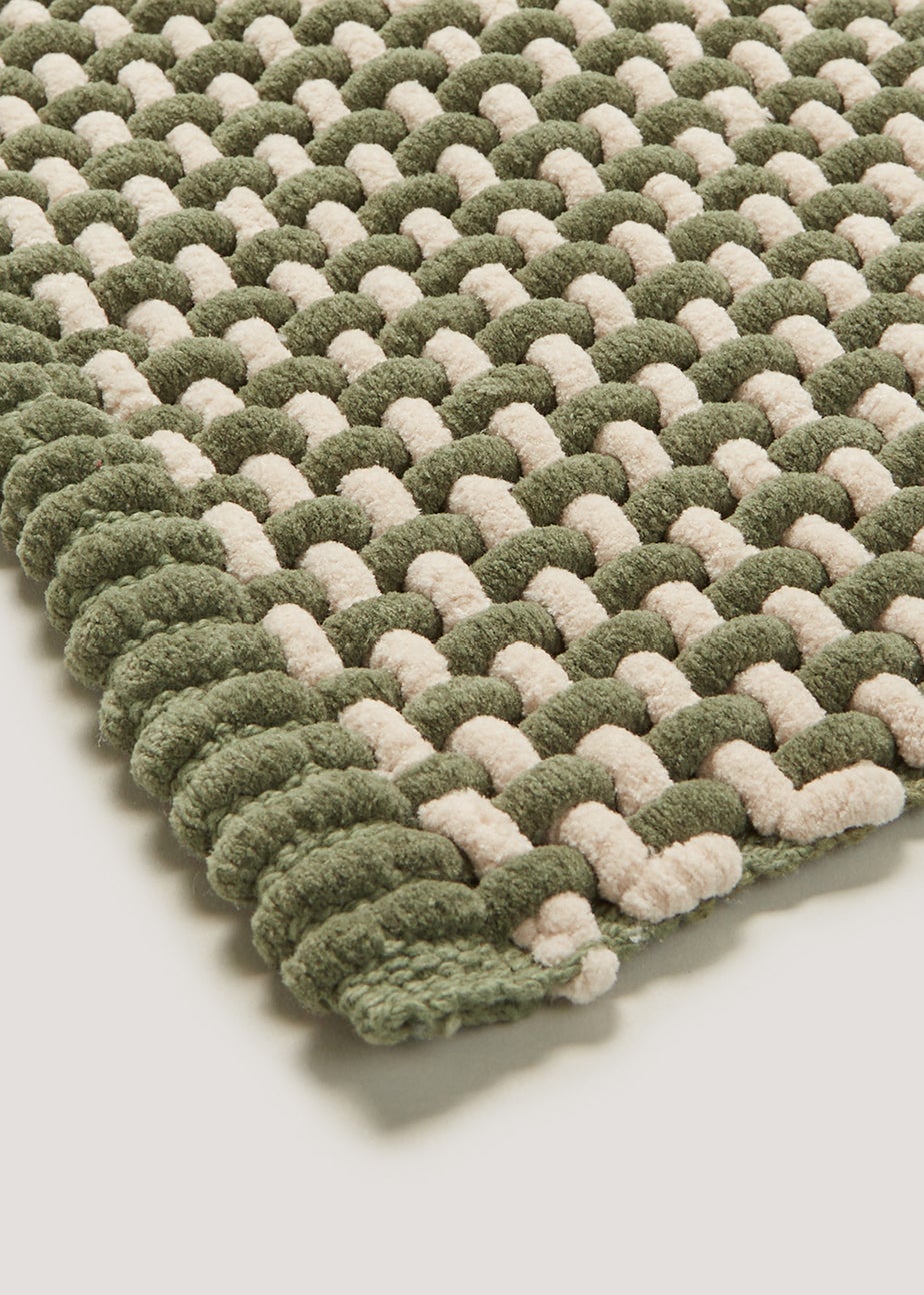 Green Woven Chenille Bath Mat (50cm x 80cm)