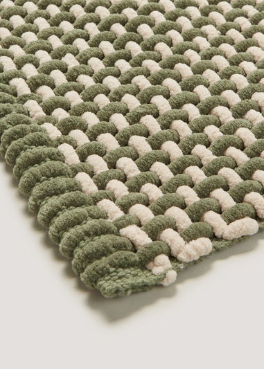 Green Woven Chenille Bath Mat (50cm x 80cm)