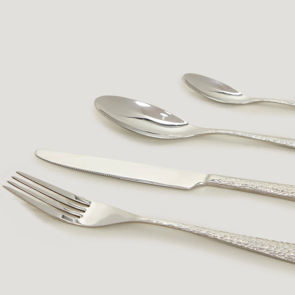 16 Piece Hammered Cutlery Set