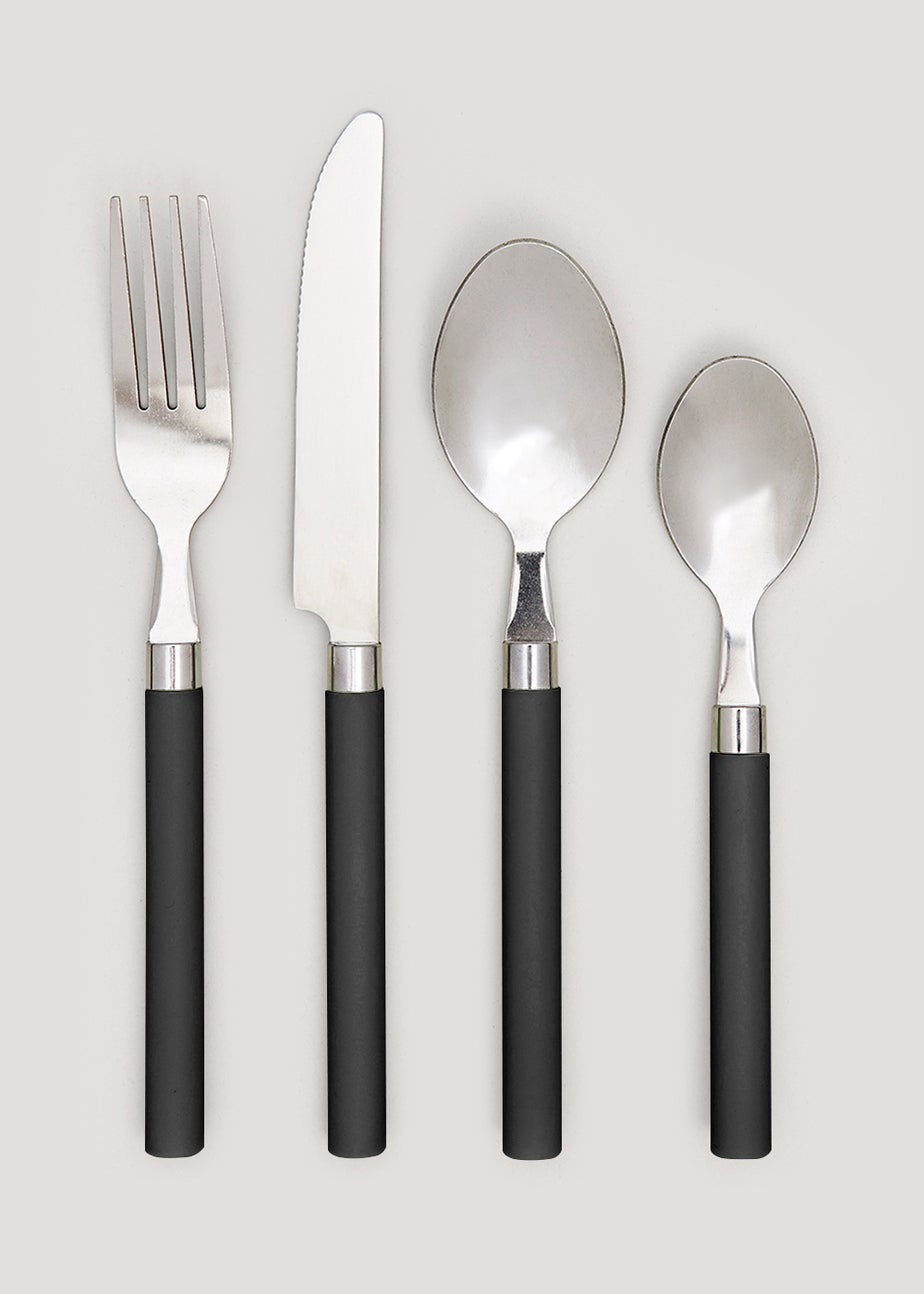 16 Piece Black Handle Cutlery Set