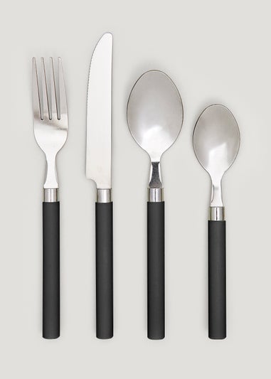 16 Piece Black Handle Cutlery Set