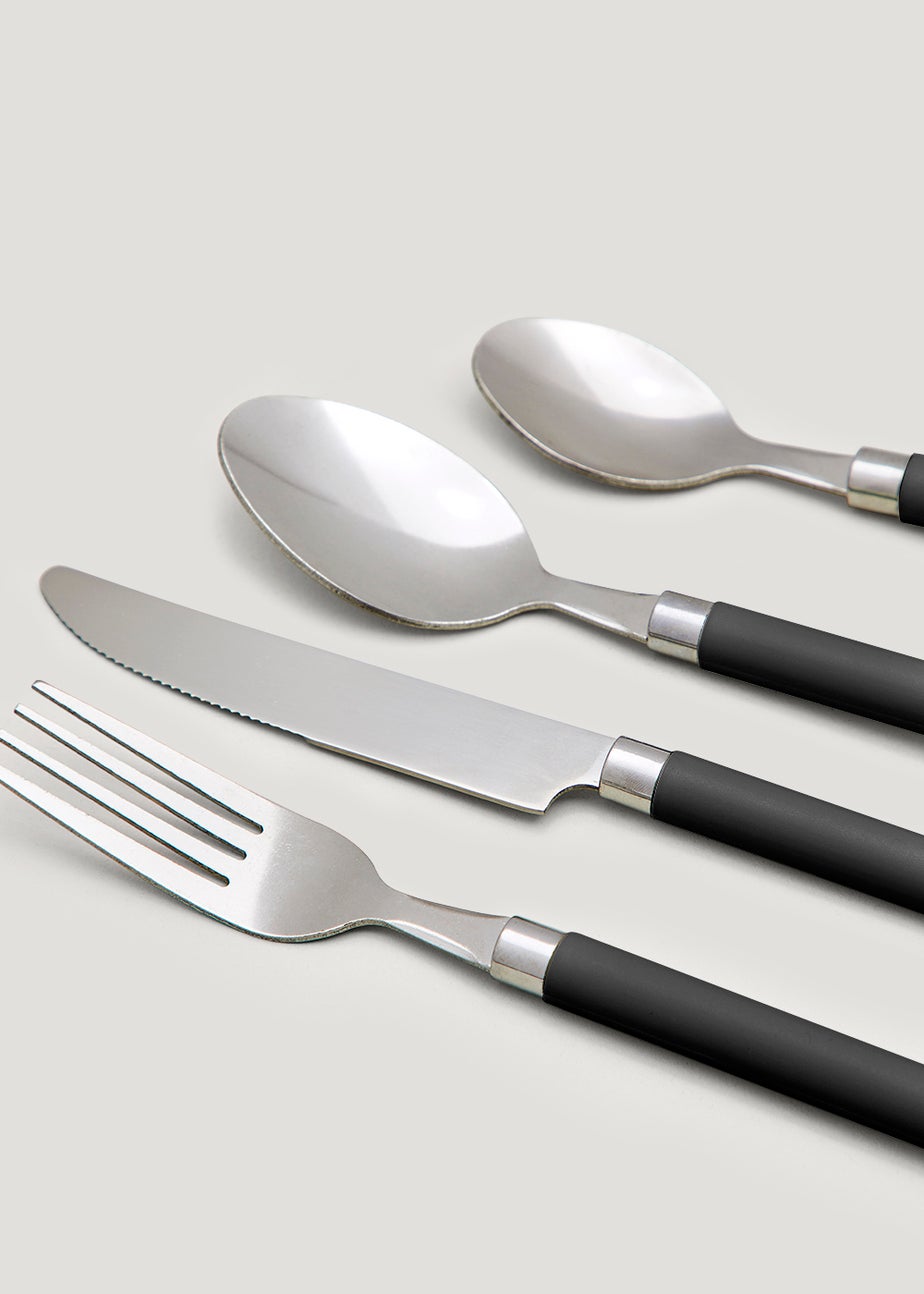 16 Piece Black Handle Cutlery Set