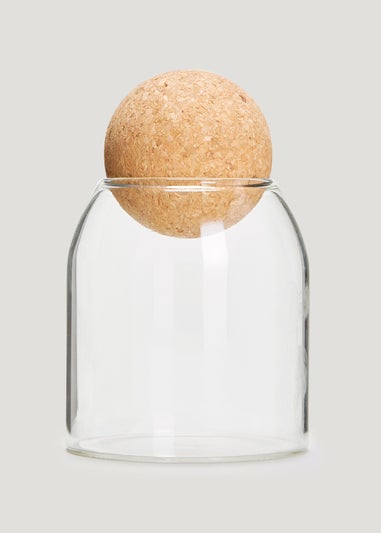 Glass Canister With Round Cork Lid