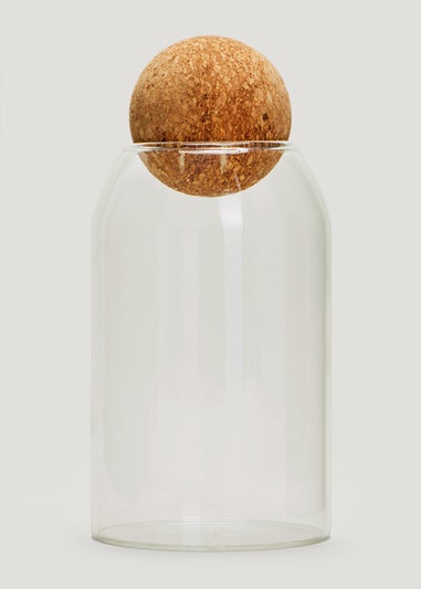 Glass Canister With Round Cork Lid - Medium
