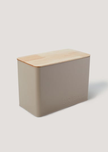Natural Metal Lidded Bamboo Bread Bin (33cm x 24cm)