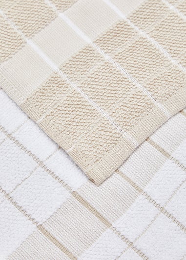 2 Pack Natural Check Jumbo Terry Tea Towels (50cm x 70cm)